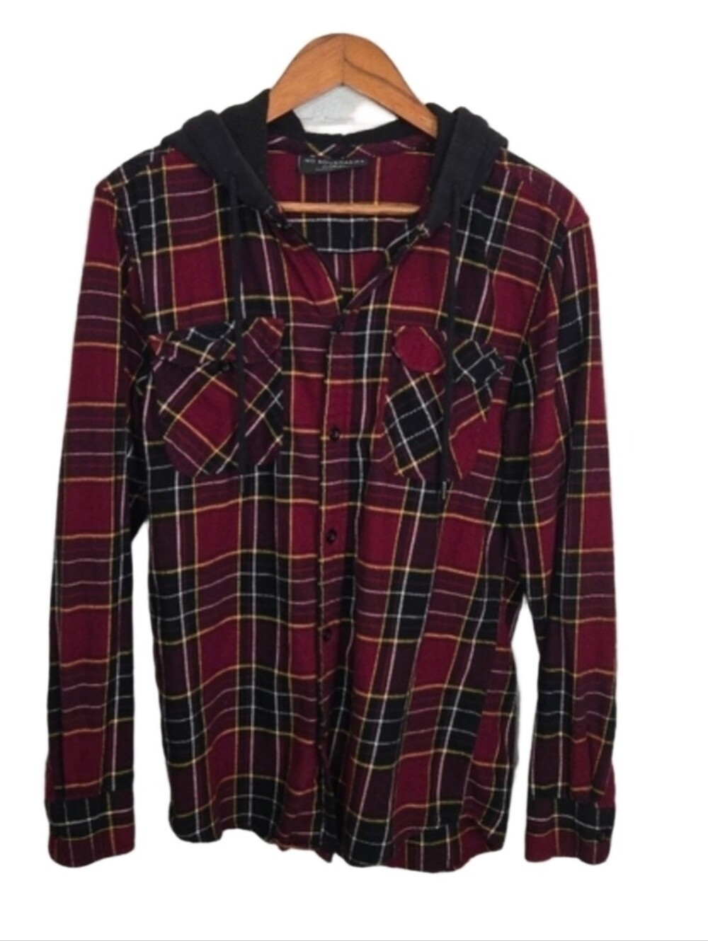 No Boundaries hooded flannel‎ button down